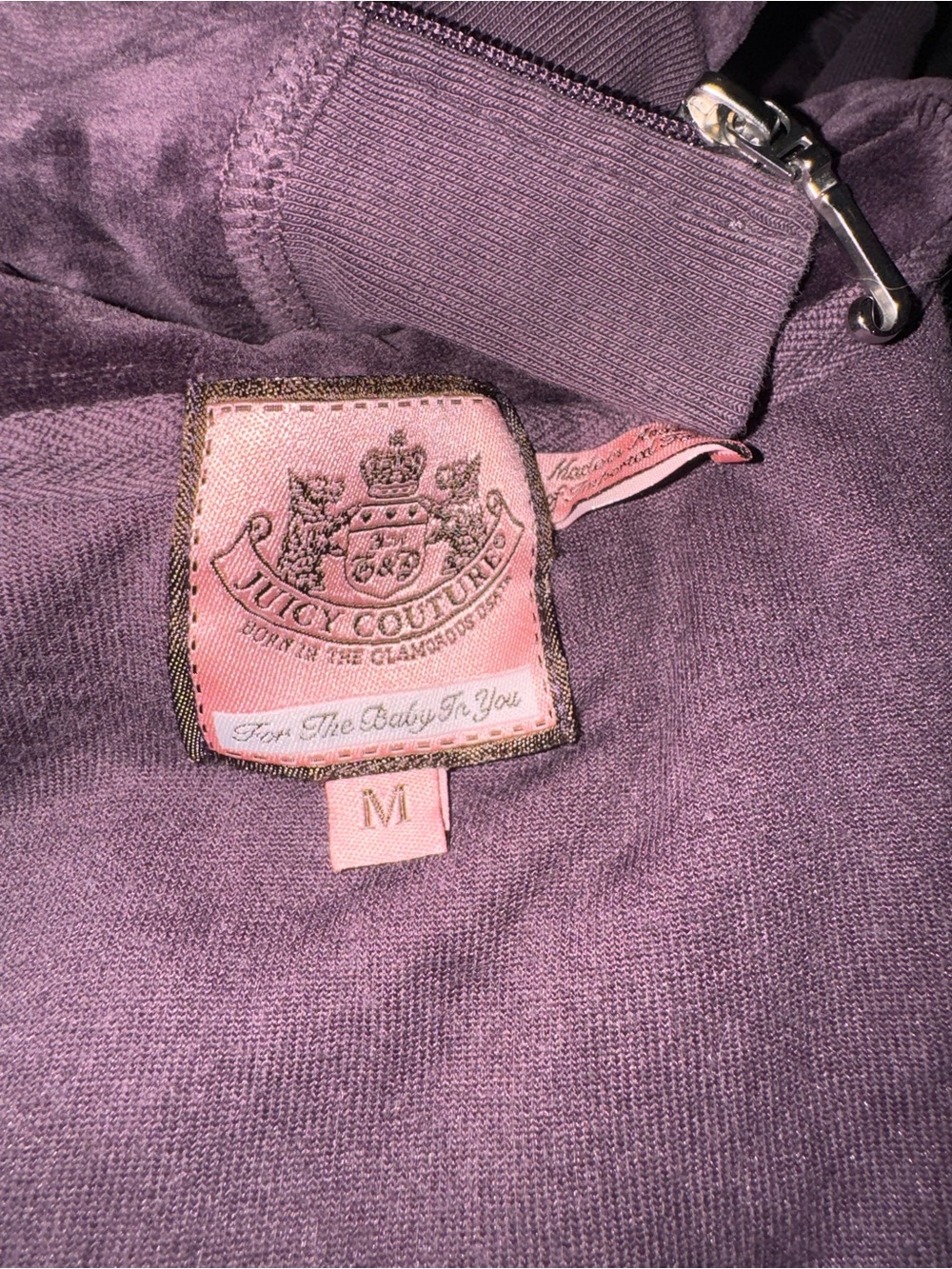 🏷️SOLD! 🏷️Juicy Couture Purple Velour Track Jacket Size Medium Purple /Plum - Picture 6 of 6